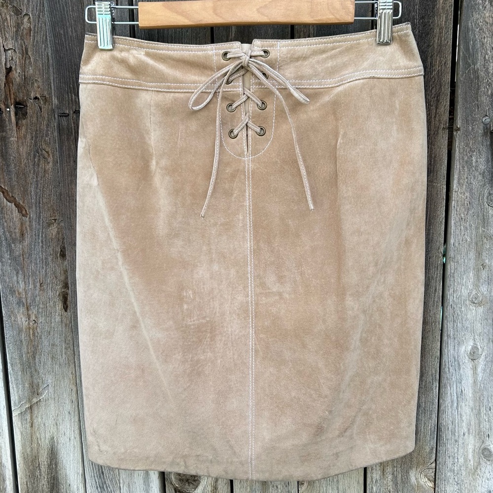 Vintage Doncaster Suede Leather Skirt Tan 2